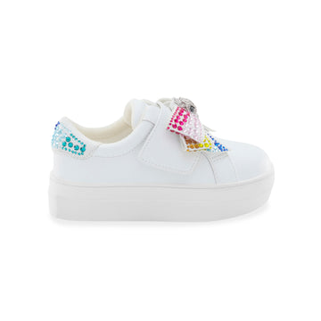 Mini Laney Bow Sneaker - Big Kid White Multi