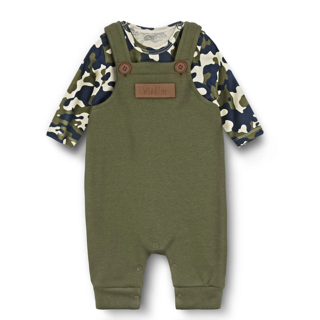 Baby Fleece Romper Set (Olive Green)